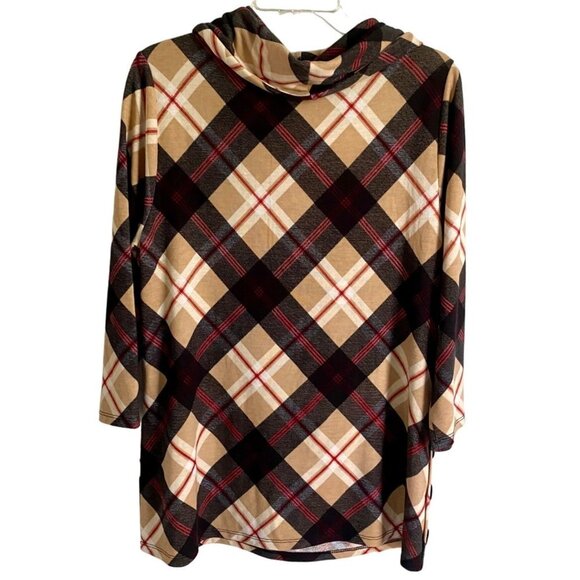 Robert Louis Plaid Tunic Top Cowl Neck Pullover Size Medium NEW NWT - Picture 7 of 10